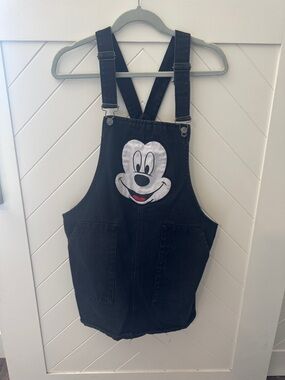 Disney Black Overall Dress with Mickey Face Patch